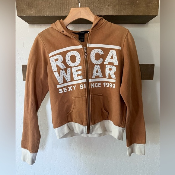 Rocawear|Y2k Tan full zip Hoodie sweater with embellishments/stones “1999 sexy”• - Picture 13 of 13